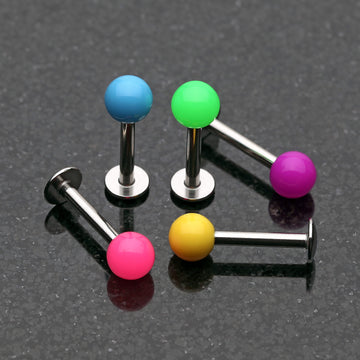 Detail View 1 of Neon UV Acrylic Ball Top Labret-Purple